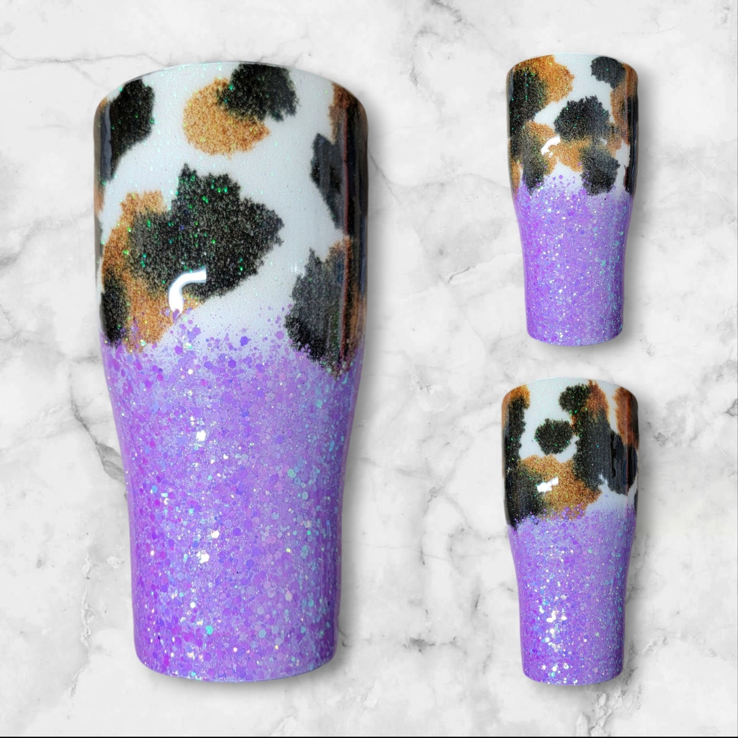Cow print/ purple ombre 30oz curved tumbler