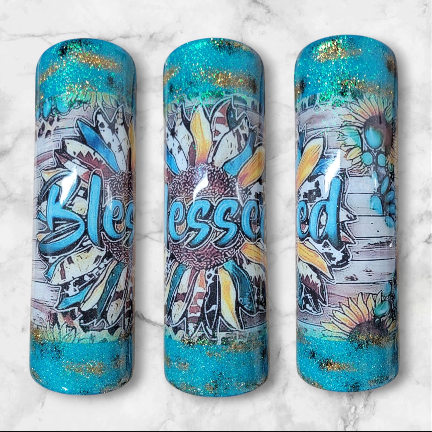 Rustic "Blessed" 30oz skinny tumbler