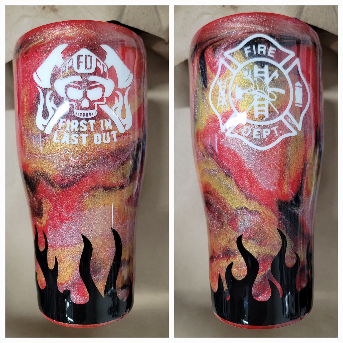 Fire fighter 30oz curved tumbler