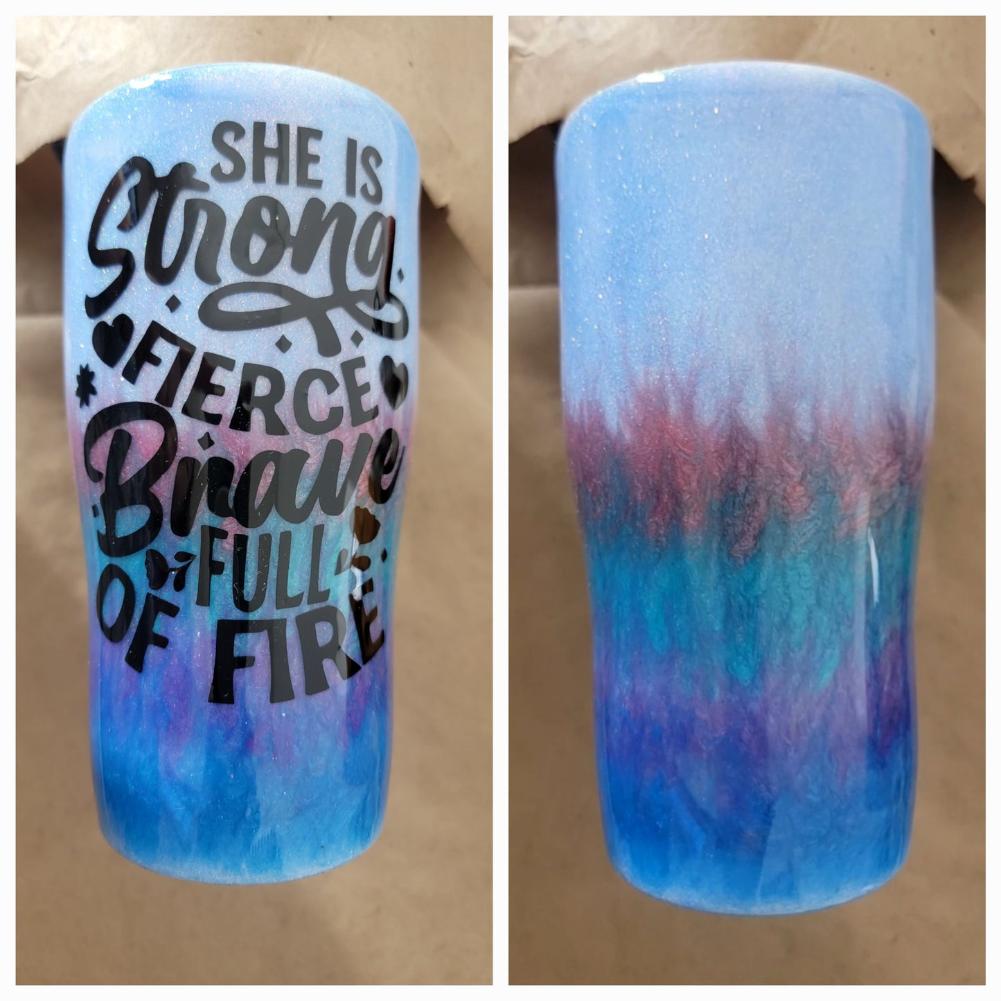 She is strong.... 20oz curved tumbler