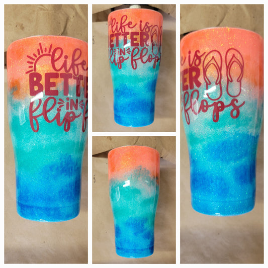 "Life is better in flip flops" 30oz curved tumbler