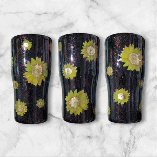 Sparkling sunflowers 20oz curved tumbler
