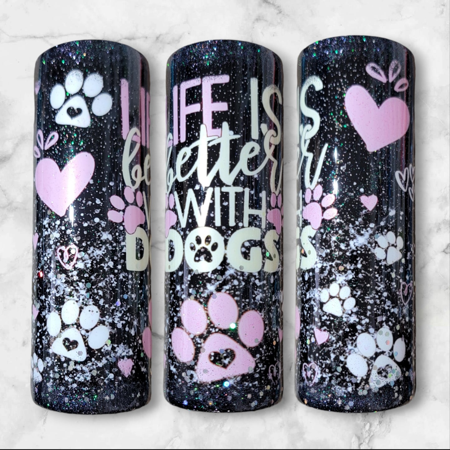 Life is better with dogs tumbler