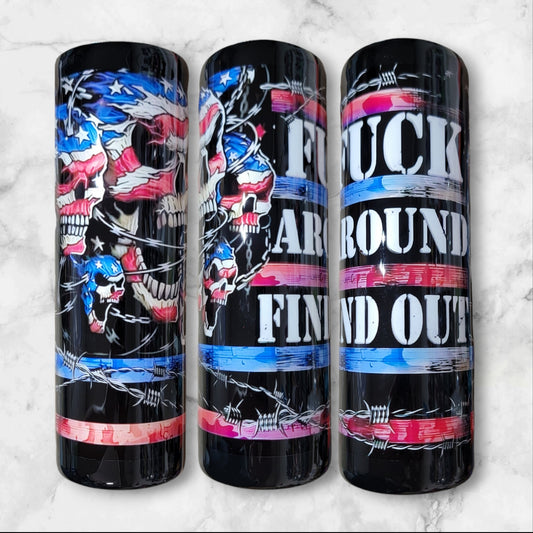 FAFO patriotic skuls 30oz skinny tumbler