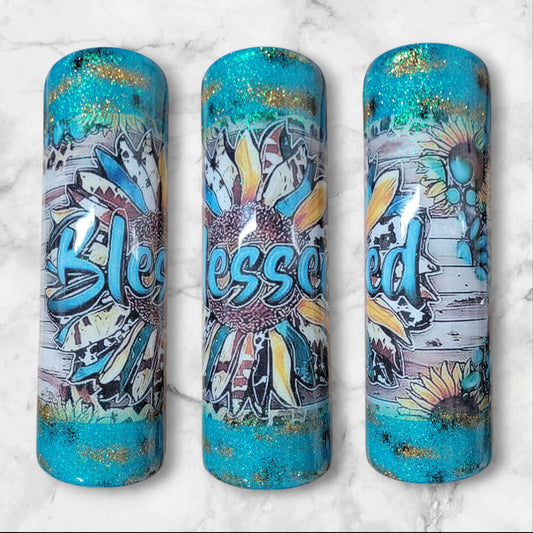 Rustic "Blessed" 30oz skinny tumbler