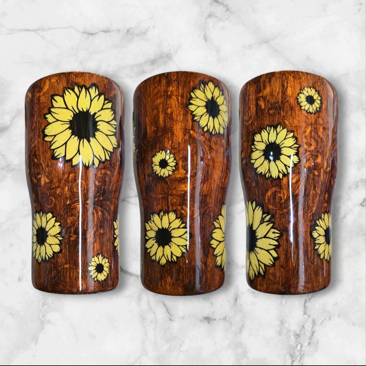 Sunflowers and leather peek a boo 20oz curved tumbler
