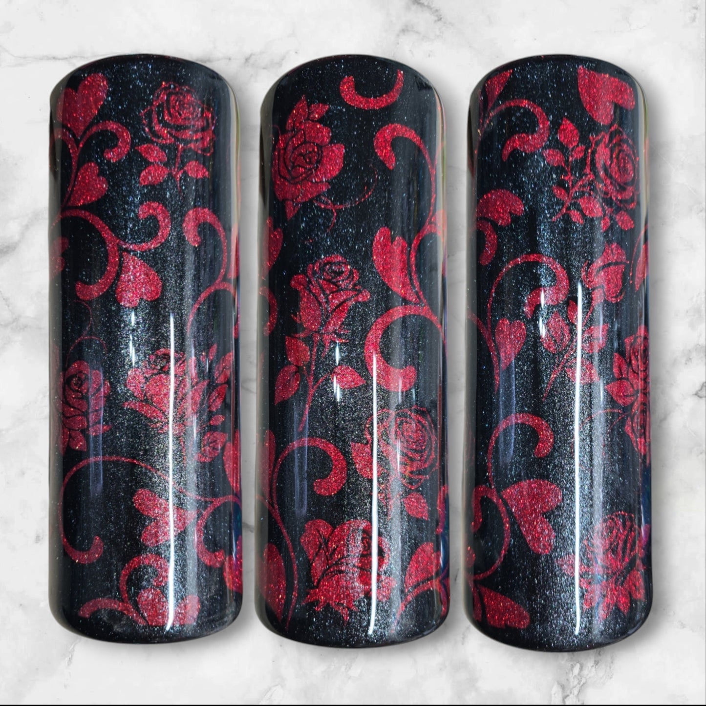 Red roses peek a boo 20oz skinny tumbler