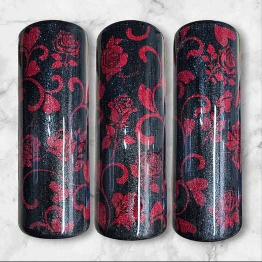 Red roses peek a boo 20oz skinny tumbler