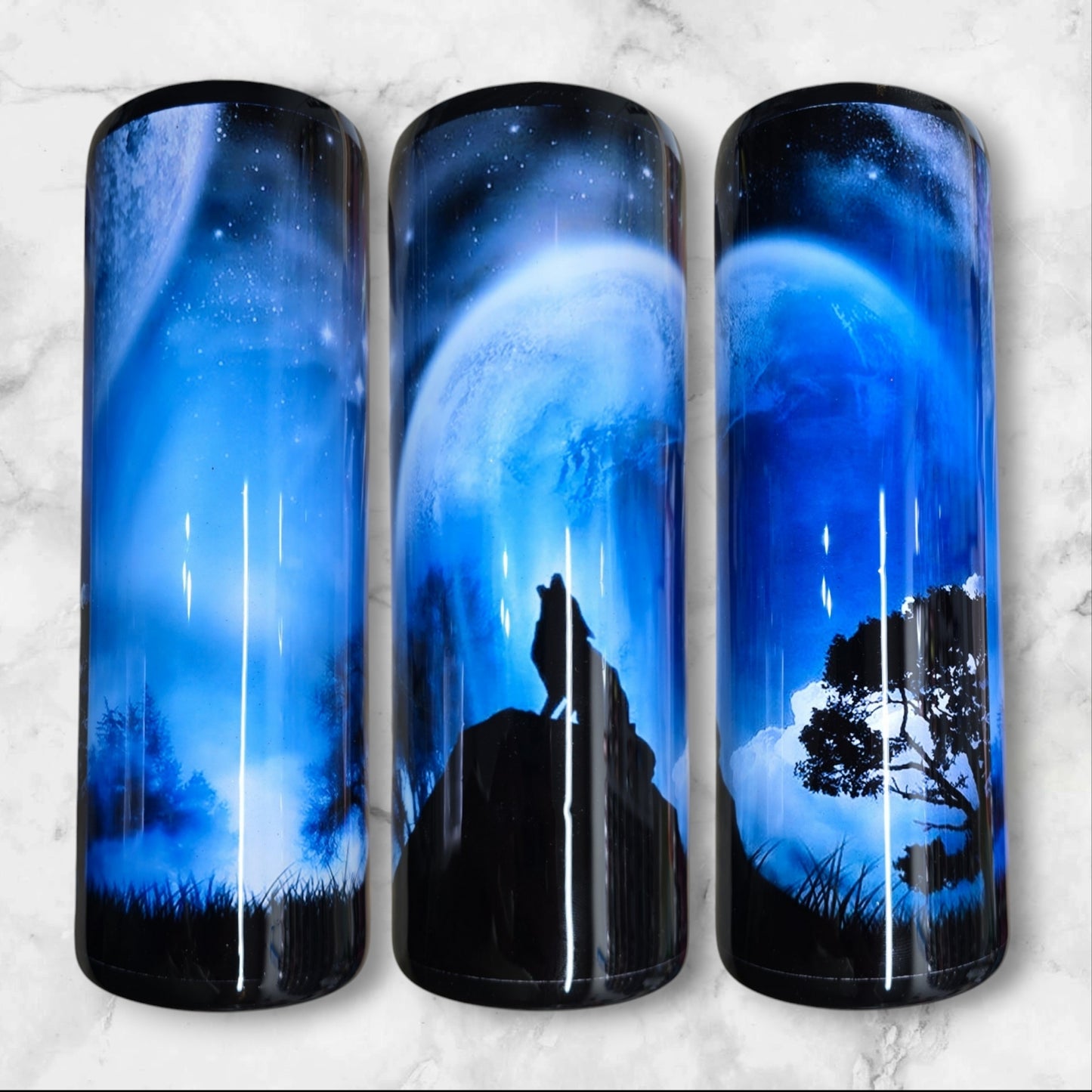 Wolf howling 20oz skinny tumbler