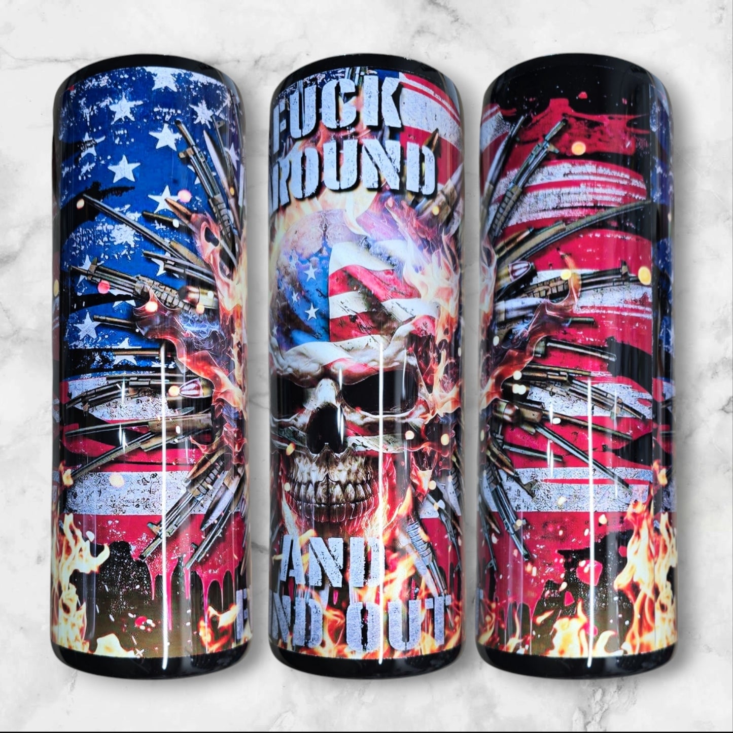 F around and find out 20oz skinny tumbler